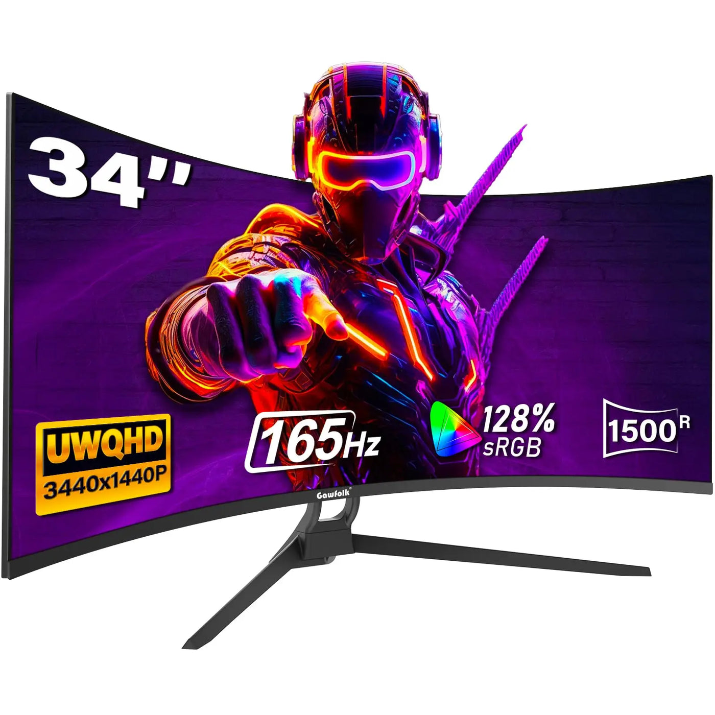 Monitor Gamer Gawfolk 34" Curvo UltraWide WQHD 165Hz IPS