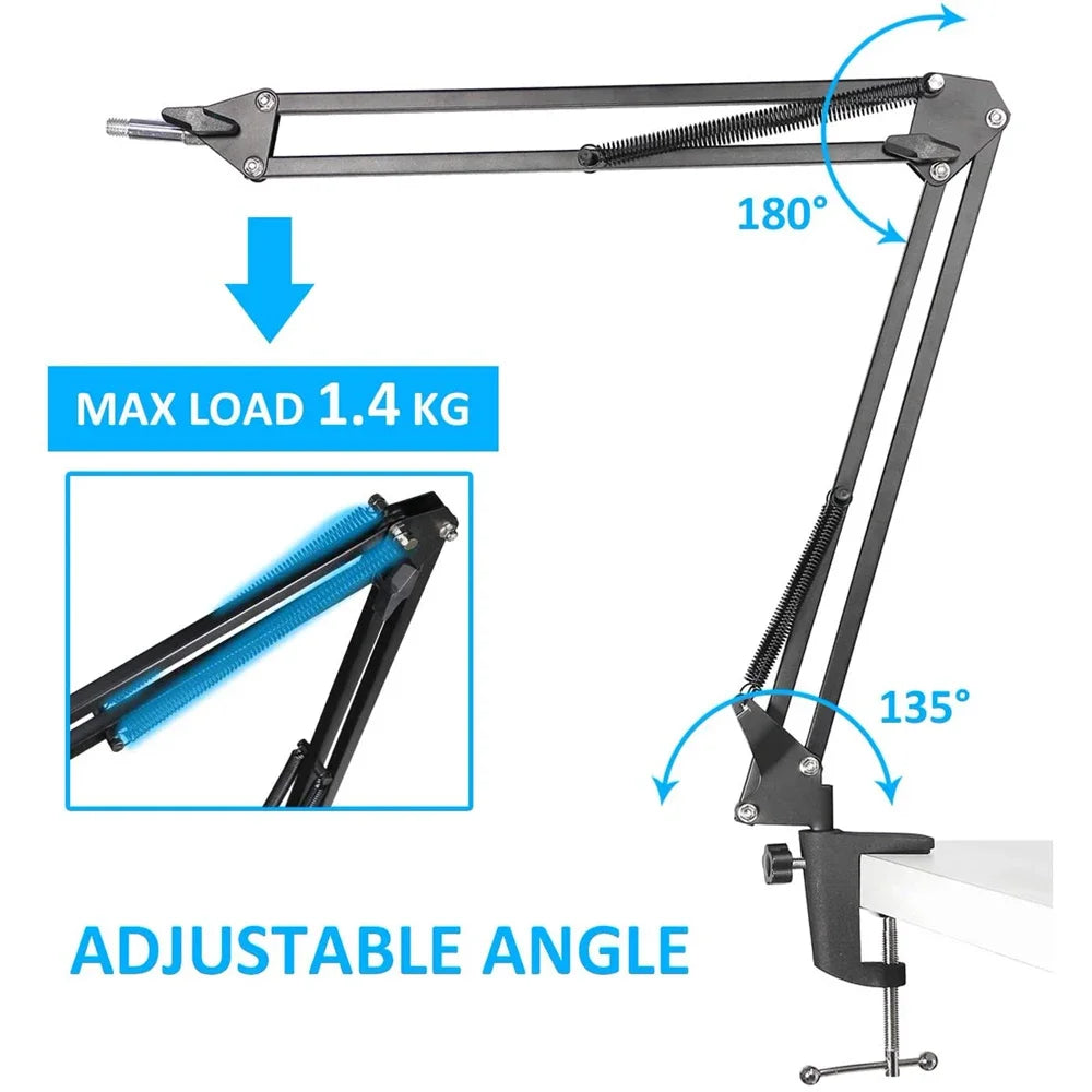Suporte de Microfone HyperX QuadCast Profissional com Braço Articulado
