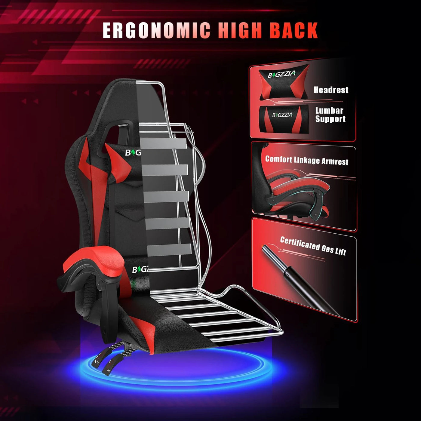 Cadeira Gamer RGB com LEDs e Reclinação Ergonômica