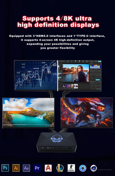 Topton New Mini Gaming PC | Intel i7-12700H | NVIDIA RTX 3060 | 64GB DDR5 RAM | 2TB NVMe SSD | High-Performance Compact Desktop