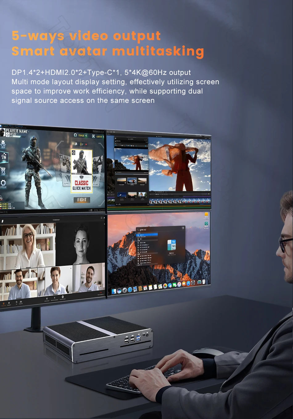 Mini PC Gamer i7-13700H / RTX 4060 / 64GB DDR5 / 2TB