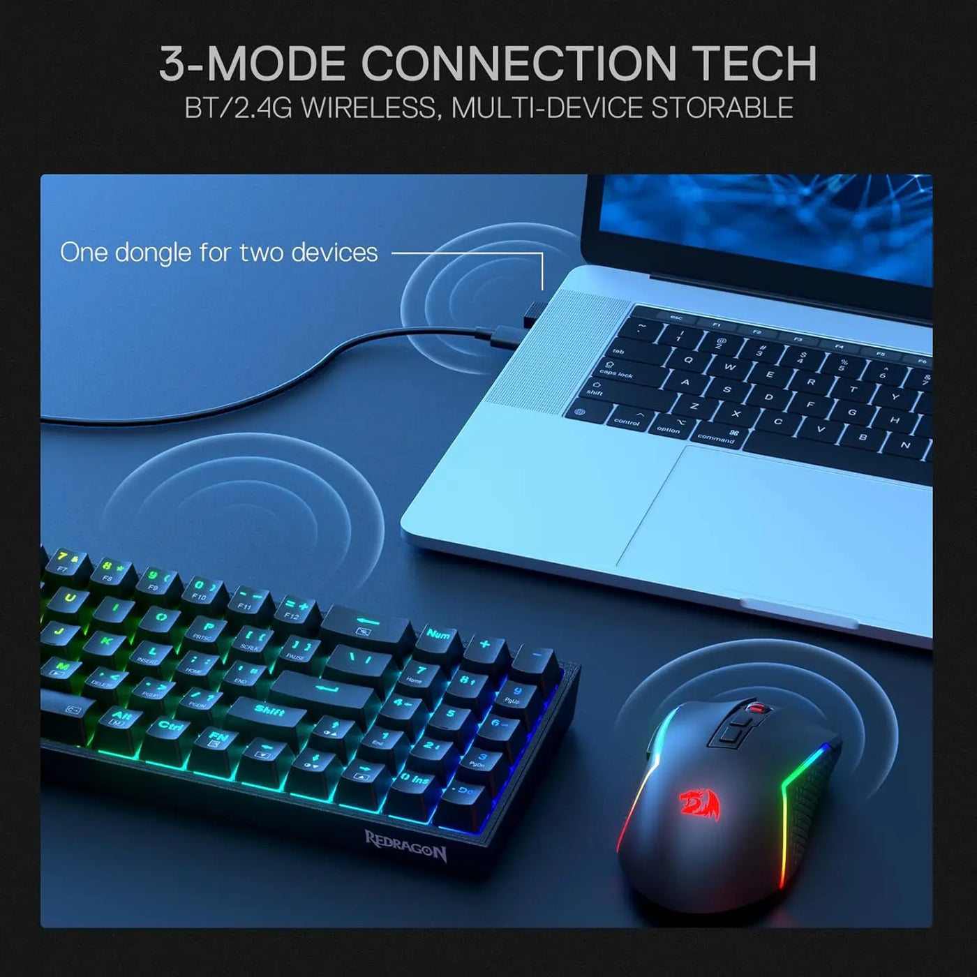 Combo Gamer Redragon BS136: Teclado Mecânico K628 e Mouse M693 Wireless