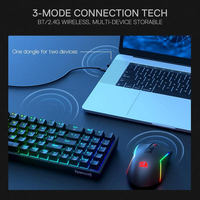 Combo Gamer Redragon BS136: Teclado Mecânico K628 e Mouse M693 Wireless